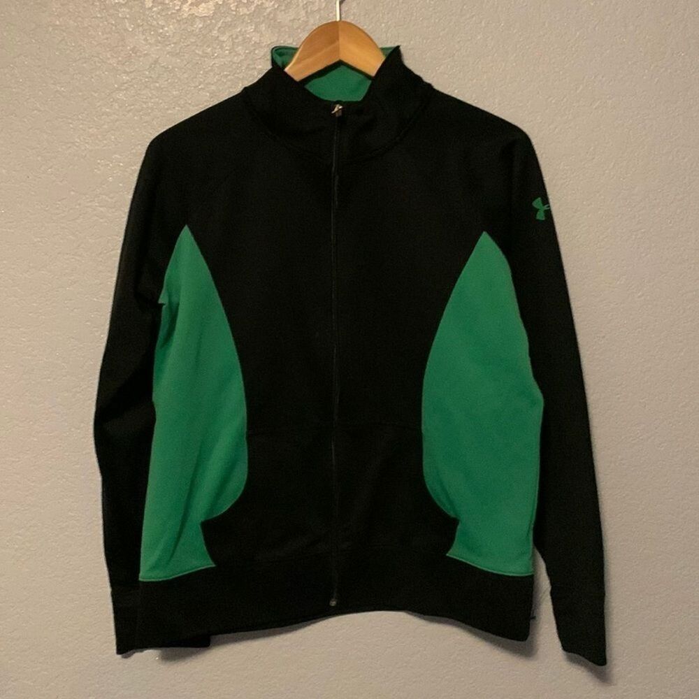 Under Armour Semi-Fitted allseasongear Zip-Up Light Jacket Size L Green/Black